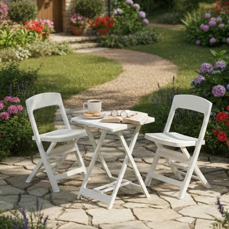 Outdoor-Sitzgruppe Cassville, 2-Sitzer-Garnitur mit Tisch, Made in Italy, Weiß (1/3)