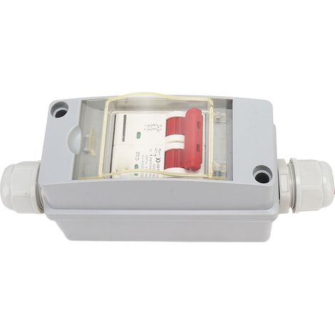 Disjoncteur MCB 2P DC 500V 32A, avec boîtier de distribution étanche IP65 (câble non inclus).