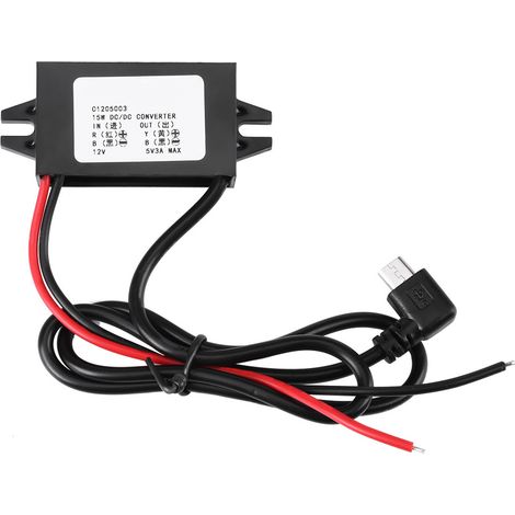 Voiture Convertisseur de Tension DC-DC 12V à 5V/3A Convertisseur de Tension de Voiture Micro USB Régulateur de Tension Etanche pour Autoradio, Radio, Surveillance, Ventilateur électrique (1/5)