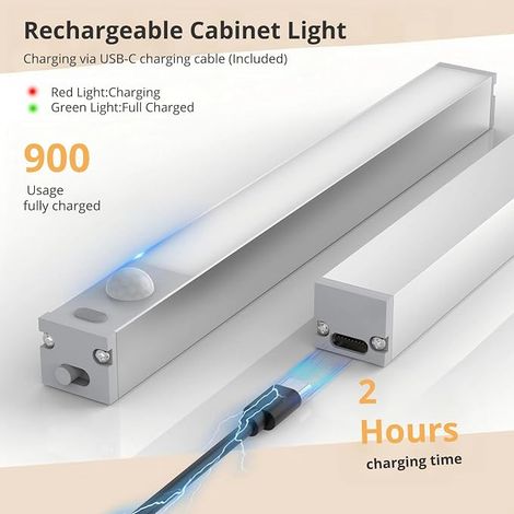 Lampe de placard avec détecteur de mouvement – 3 petites lampes LED sans fil en aluminium – Veilleuse blanc chaud à intensité variable avec détecteur de mouvement pour éclairage de dressing, d'escalie (1/4)