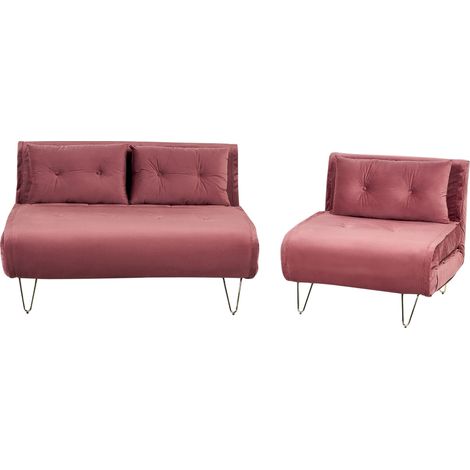 Sofa Set 3-Sitzer VESTFOLD Samtstoff Rosa