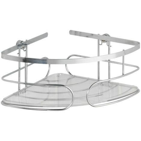 Etagère d'angle douche murale, étagère angle salle de bain, Premium, Acier Inox, 26,5x10x19 cm, Brillant (1/5)