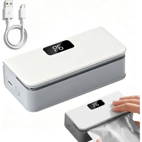 Mini selladora térmica recargable 2 en 1, cortadora de bolsas con pantalla LED portátil, selladora de bolsas de plástico con 6 niveles de calor, cortadora de bolsas, diseño magnético, para la conserva (1/5)