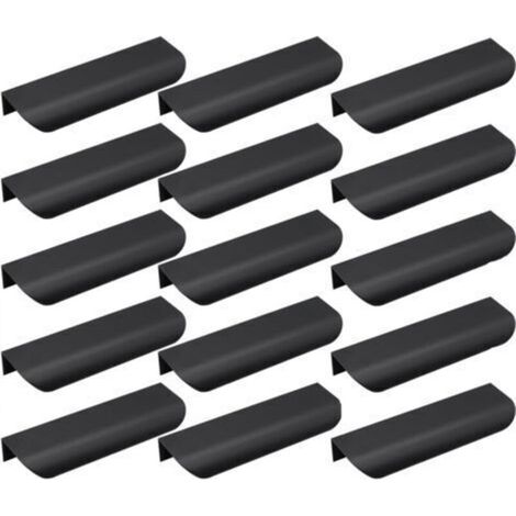15 pcs Poignée d’Armoire, Invisible Poignées Meuble Tiroir, Poignées de porte Dissimulées Poignée Encastrée Affleurante Pour tiroirs portes d'armoires,Commode, Distance du Trou-96mm (1/5)