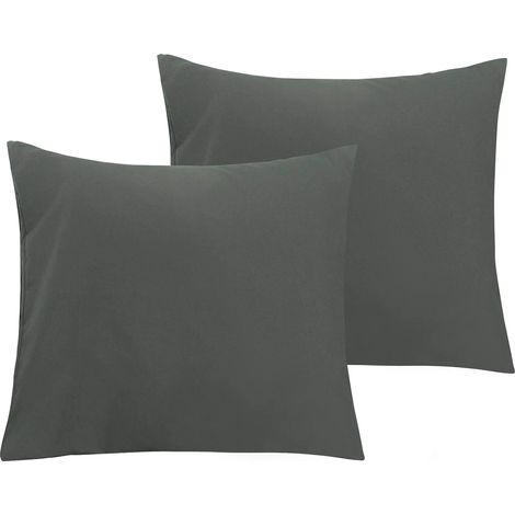 ZOLGINAH Lot de 2 Taies d'oreiller en Microfibre avec Fermeture éclair, Taie d’Oreiller Facile à Laver et Super Doux, 50x90cm, Gris Foncé (1/5)