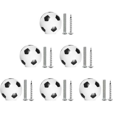 6 Pièces Boutons de Meuble Football Enfant Poignées Tiroirs Armoires Penderies Avec 2 Tailles Vis (1/4)