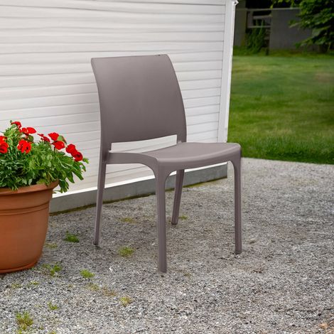 Dmora - Sillas de Jardín Camo, Silla de jardin, Asiento exterior multiusos, Banco de jardín, Made in Italy, 54x46 h80 cm, Tórtola (1/3)