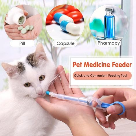 Lot de 2 - Animaux Médecine Distributeur - Animal Chien Chat Pilule Comprimé Seringue - Mangeoires De Médicaments Réutilisables En Silicone Seringue (1/5)