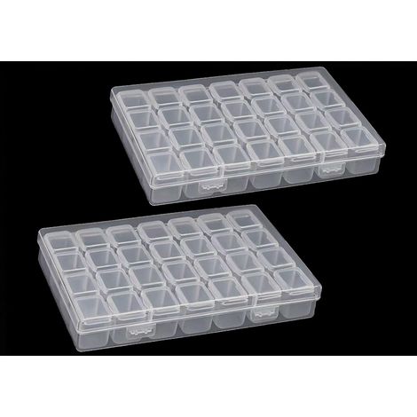 Lot de 2 boîtes de rangement pour peinture diamant - Boîte en plastique pour broderie diamant - Boîte de rangement pour petites pièces - Boîte de rangement pour accessoires 28 compartiments, 2 (1/5)