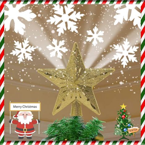 Étoile lumineuse pour sapin de Noël avec boule magique rotative intégrée, projecteur LED pour décoration de couronne de sapin (doré) (1/5)