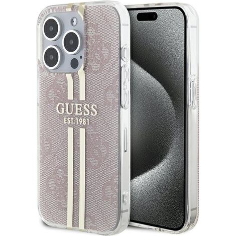 Guess GUHCP14XH4PSEGP iPhone 14 Pro Max 6.7" rosa/custodia rigida rosa IML 4G con striscia dorata (1/5)
