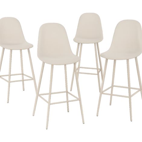 Lot de 4 tabourets BORELA – Tissu & pieds en acier noir-Beige/Taupe (1/5)