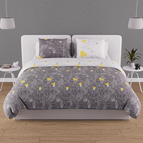 Parure Housse de Couette 240X220 cm Lisa Blanc 57 Fils/ cm2 (1/3)