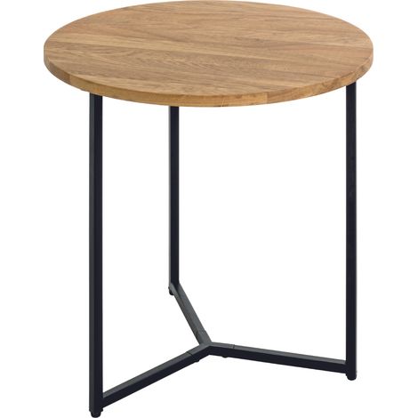 Table d'appoint ronde coloris noir-chêne - diamètre 50 x Hauteur 52 cm (1/4)