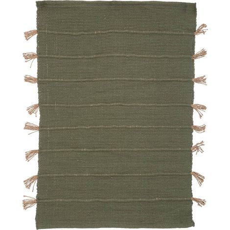Alfombra Tula de algodón con pompón de yute 60x90cm - Atmosphera créateur d'intérieur
