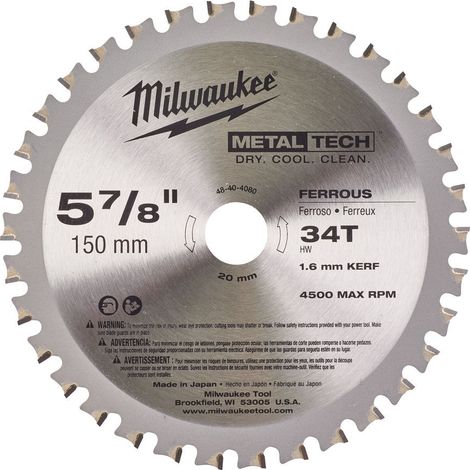 MILWAUKEE 48404080 LAMA D 150mmX20 Z34 PER SEGHE CIRCOLARI
