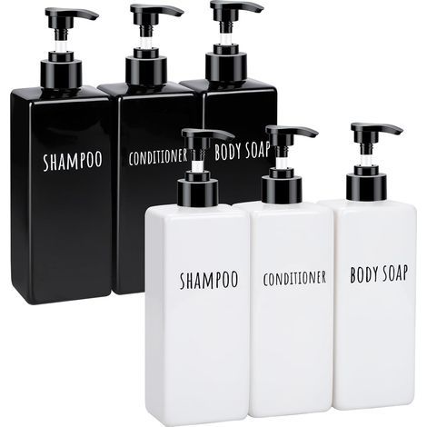 6-teiliges Seifenspender-Set – Pumpflasche – Nachfüllbar für Shampoo und Duschgel – Badezimmer – Transparent – 500 ml (1/5)