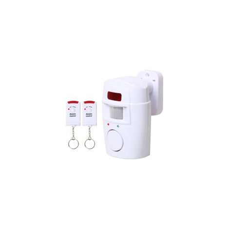 Alarme de détection de mouvement sans fil pour abri de jardin - Sécurité domestique - Alimenté par batterie - Convient aux garages d'été, caravanes - Avec 2 x télécommandes