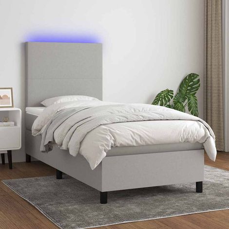 vidaXL Sommier à lattes de lit et matelas et LED Gris clair 100x200 cm (1/5)