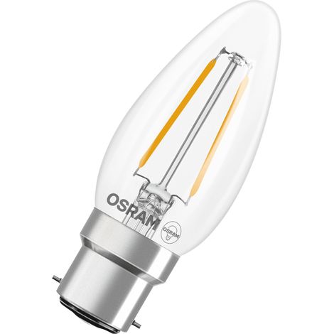 OSRAM Lampe LED  forme étoile bougie B25 filament, 2700 K blanc chaud, 1,8 W, B22d, transparente, 250 lm, 15 000 h, pour lampes de table, luminaires décoratifs