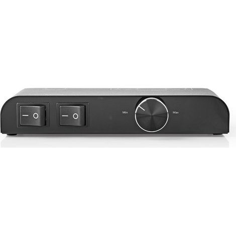 Caja de control de altavoz puertos de 2 puertos platano impedancia del altavoz 4 16 ohmios carga maxima por canal 60 w control de volumen aluminio negro