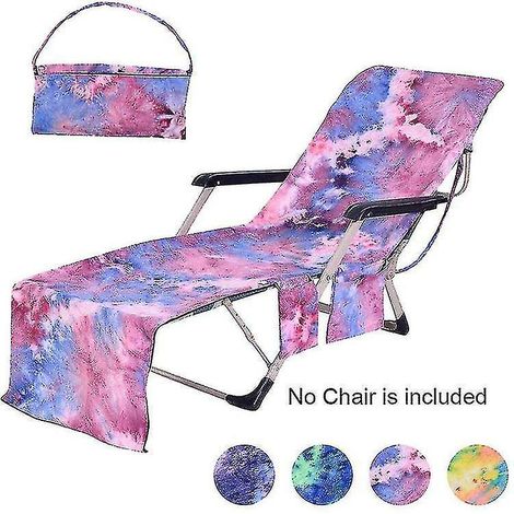 Housse de chaise longue de plage en microfibre avec poches (violette) (1/4)