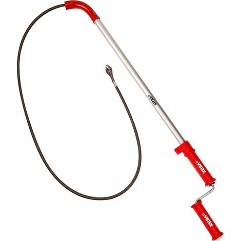 Virax – Déboucheur de canalisation télescopique 160 cm – Tête articulée en vrille – Double spire acier – Manivelle pour rotation