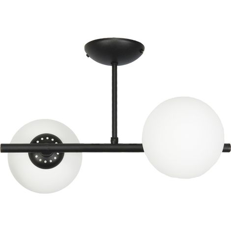 Lámpara de techo, pantalla de cristal negro, esferas LED, casquillo E14, Titan 13-804