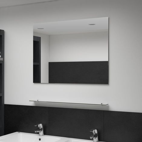 Miroir mural,Miroir déco avec étagère 80x60 cm Verre trempé CFW63442 (1/5)