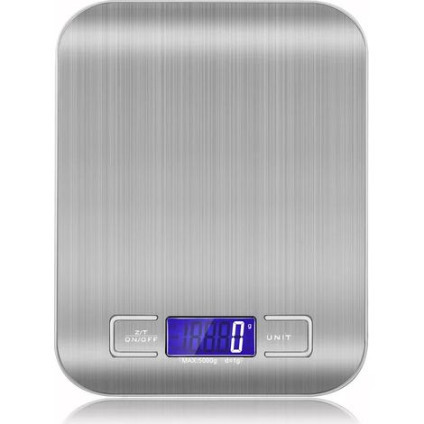 Balance de cuisine électronique numérique avec affichage LED, 10 kg, 5 kg/1 g, panneau en acier inoxydable, outil de pesage pour la maison, les bijoux, les aliments et les en-cas-AquaForge (1/5)