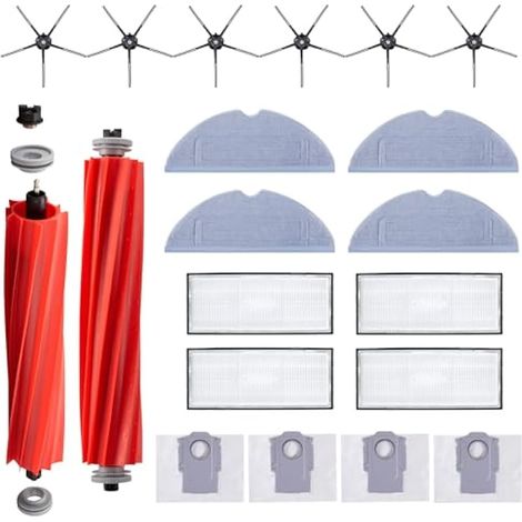 Applicable Lot de 16 accessoires pour aspirateur Xiaomi Roborock S7 S7+ T7 T7S T7Plus T7SPlus Roborock,Pièces de rechange,Comprend 2 brosses principales,4 filtres HEPA,6 brosses latérales (noir)