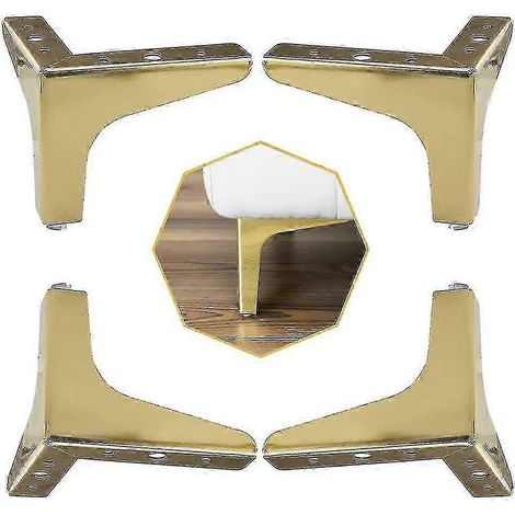 Jeu de rechange de pieds de meubles triangulaires en métal plaqué or de 10 cm, pour armoires, canapés et tables. (1/5)