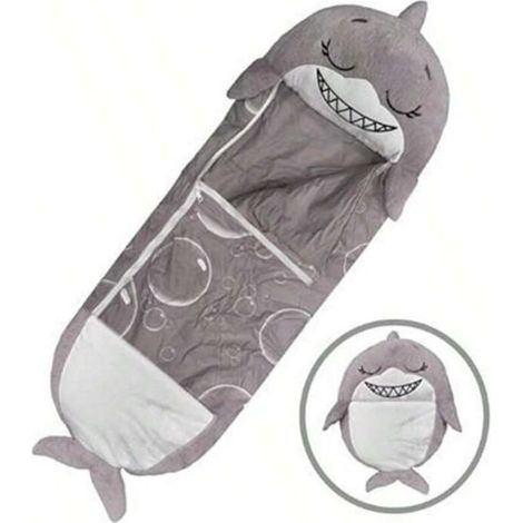 Oreiller et Gigoteuse : Requin Gris, peluche qui s'ouvre en gigoteuse, personnage de jeu doux et de sieste, adapté aux enfants de plus de 3 ans 16060cm (1/2)