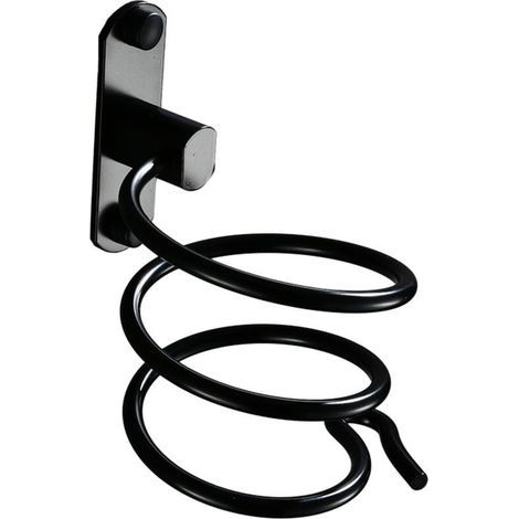 Stück schwarze Wandhalterung für Haartrockner (Bohren erforderlich) – für Hotel, Badezimmer, WC, Friseursalon – Aluminium, matte Oberfläche (1/4)