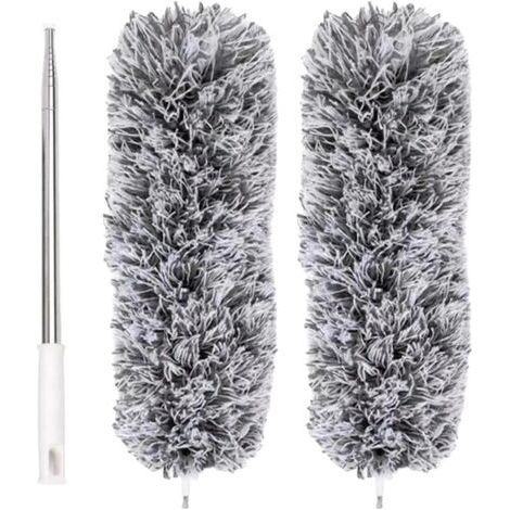Plumeau Extensible en Microfibre avec Perche télescopique en Acier 110 po et tête Nettoyage Pliable Plumeau Plafond Lavable