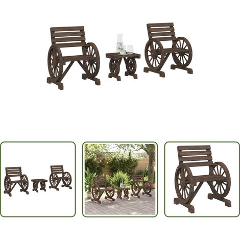 vidaXL Chaise longue - Salon de jardin 3 pcs bois de sapin massif (1/5)