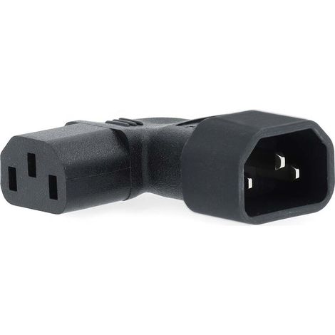 Nedis Extension Plug / IEC-320-C13 / IEC-320-C14 / Links abgewinkelt / Vernickelt / PVC / Schwarz / Box / 1 Stück