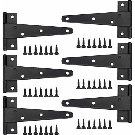 Bisagras para puertas de alta resistencia (6 unidades), bisagras de 6 pulgadas, bisagras en T negras, bisagras planas de acero inoxidable, bisagras de hierro para puertas, bisagras de alta resistencia
