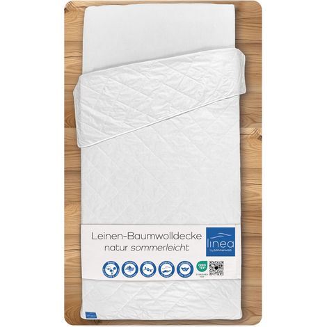 LINEA by Böhmerwald - nature - Coperta estiva in lino/cotone, 60% lino/40% cotone, anallergica, lavaggio delicato fino a 40 °C, prodotta in Germania, 135 x 200 cm (1/5)