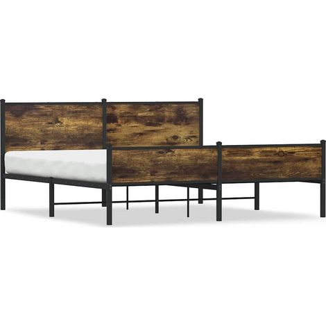 Maison Exclusive - Metallbett ohne Matratze Räuchereiche 160x200
