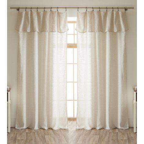 Lot de 2 voilages ajustables + 8 anneaux pince 140 x 270 cm Polyester effet chambray "Dua" Le fil d'Ariane (1/5)