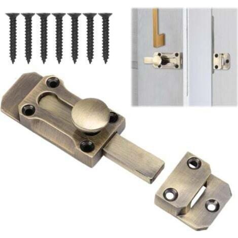 Door latch, sliding door lock, interior/exterior door lock, with screws, suitable for windows, cabinets, gardens (vintage style). (1/4)