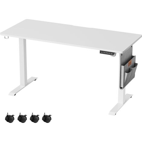 Bureau Assis-Debout, Bureau Électrique Réglable en Hauteur, 60 x 140 x (72-120) cm, Réglage en Continu, Fonction Mémoire 4 Hauteurs, Blanc Nuage LSD174W01V01 (1/5)