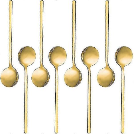 Cuillères à expresso en acier inoxydable plaqué or, lot de 8, 13,5 cm, finition miroir, compatibles lave-vaisselle, pour café, thé et desserts (1/5)