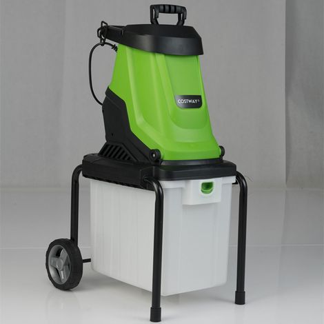 Electric Wood Chipper Garden Shredder 2800W with 50L Collection Bin 45mm Cutting Diameter Green
