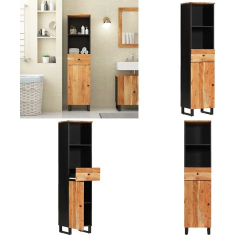 Armoire de salle de bain 38x33x160 cm bois massif d'acacia - Rangement salle de bain - Bois d'acacia (1/5)