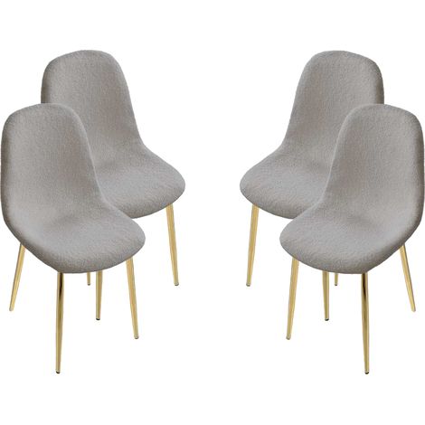 MAURY'S SET 4 SEDIE IMBOTTITE TEDDY IN TESSUTO GRIGIO CON GAMBE ORO 44X48X88 CM (1/4)