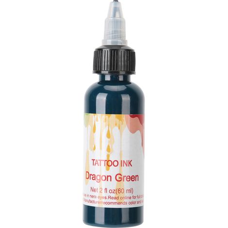 Vert de dragon 60ml - Pigment d'encre tatouage professionnel, peinture sûre et colorée pour body art et maquillage (1/5)