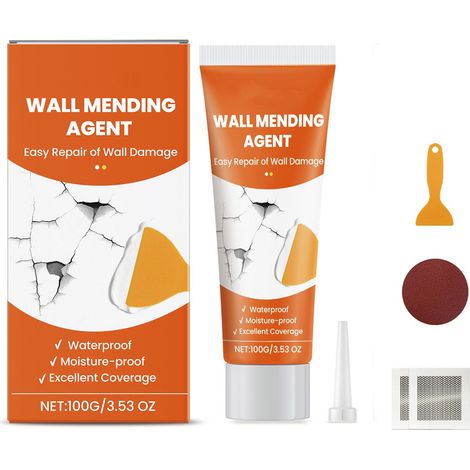 LOLLANDA Agent de réparation murale, Kit de réparation pour cloisons sèches, Kit de rebouchage mural, Produit de colmatage, Rebouchage simple des trous et réparation efficace des fissures, Réparation (1/5)