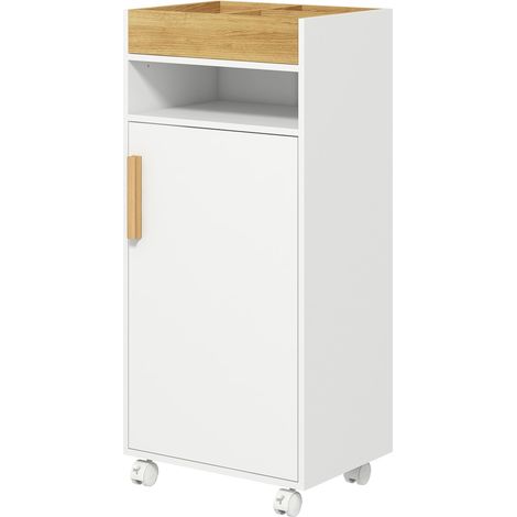 Mobiletto Bagno con Vassoio Rimovibile 40x30x88 cm in Truciolato Bianco (1/5)
